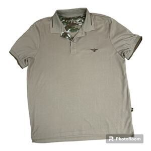 Albert Morris Comfort Men’s Shirt Polo Tan Brown Line Large